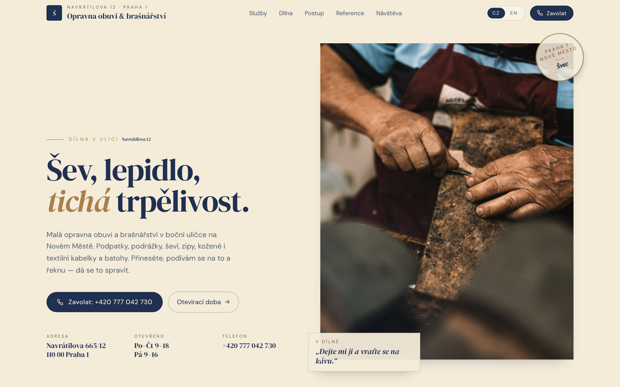 Opravna obuvi a brašnářství website preview